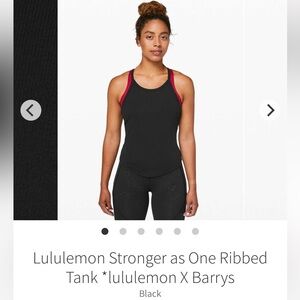 Lululemon x Barry’s Stronger as One Black Ribbed Tank Top - size 8
